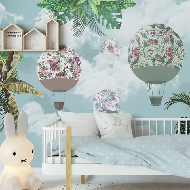Hot Air Balloons in the Blue Sky Wallpaper Mural