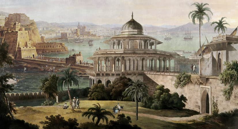 Old City Landscape with Castle Historical Wallpaper Mural