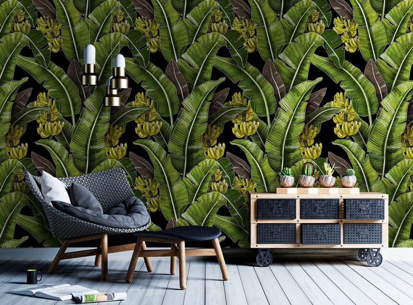 Green Banana Leaves Wallpaper Mural