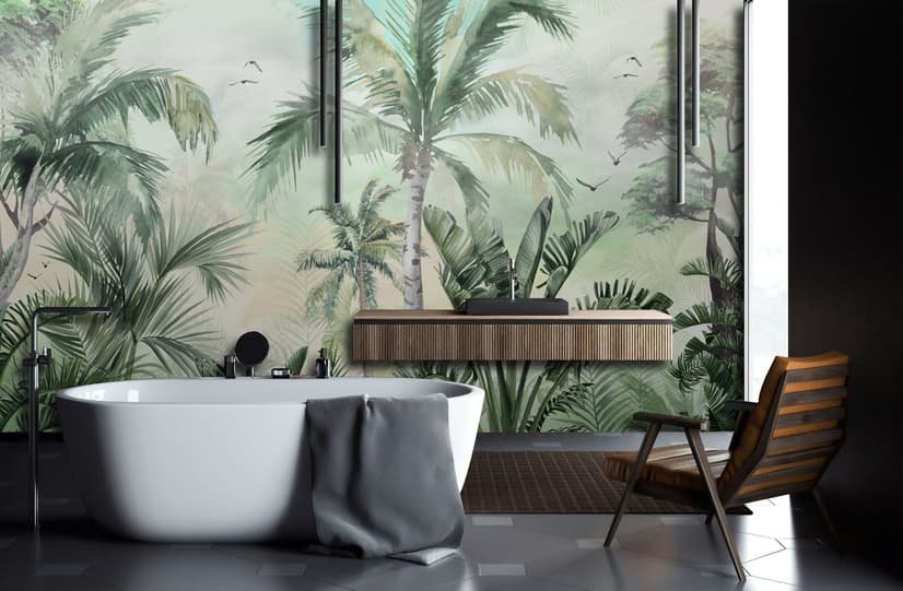 Exotic Palm Tree Landscape Wallpaper Mural