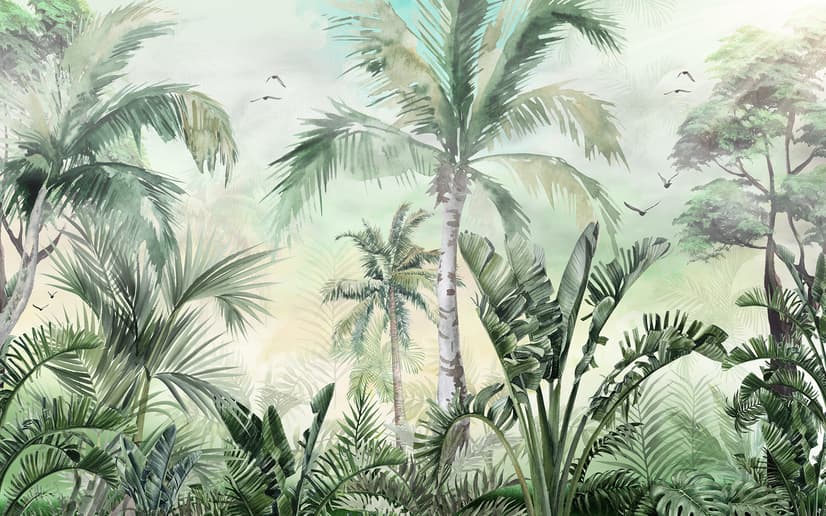 Exotic Palm Tree Landscape Wallpaper Mural