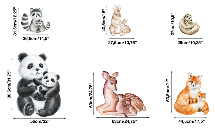 Kids Cute  Forest Animals with Trees Wall Decal Sticker