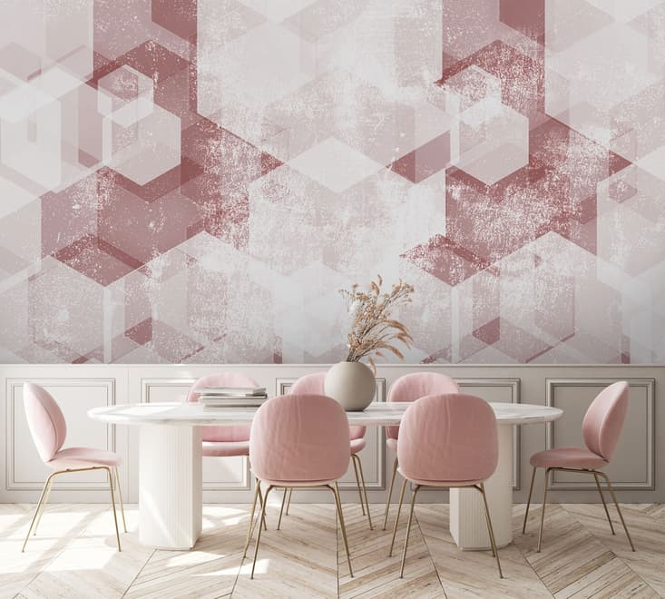 Abstract Pink Geometric Pattern Wallpaper Mural