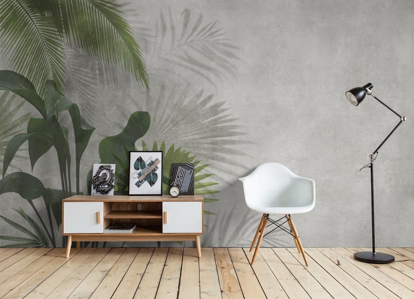 Tropical Green Palm Leaves Wallpaper Mural