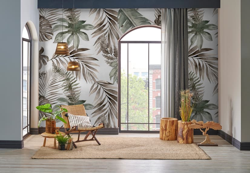 Vintage Banana and Palm Leaves Wallpaper Mural