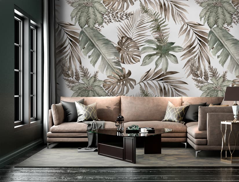 Vintage Banana and Palm Leaves Wallpaper Mural