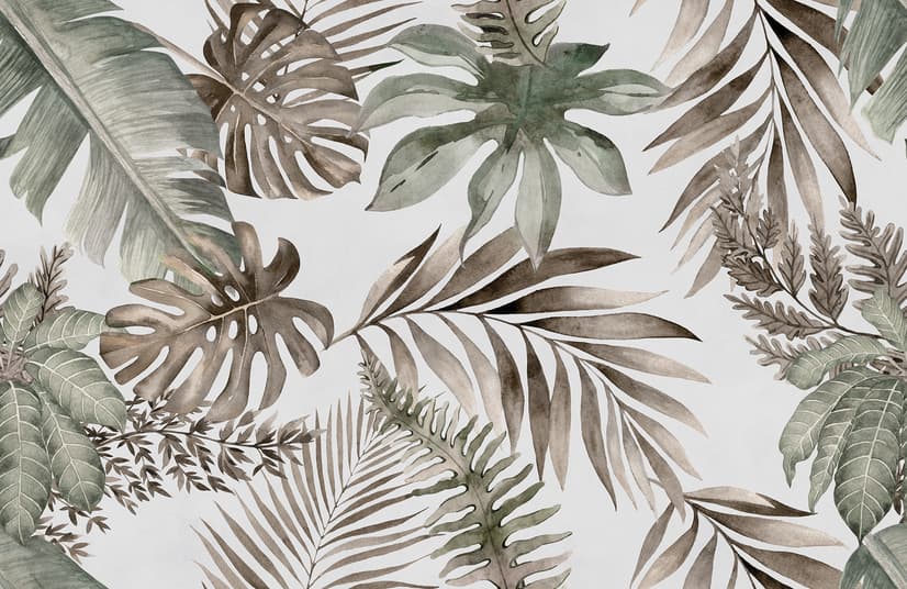 Vintage Banana and Palm Leaves Wallpaper Mural