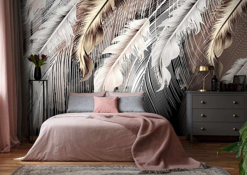Nordic Light Feathers Wallpaper Mural