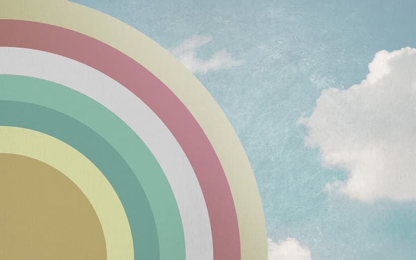 Kids Watercolor Sky and Rainbow Wallpaper Mural