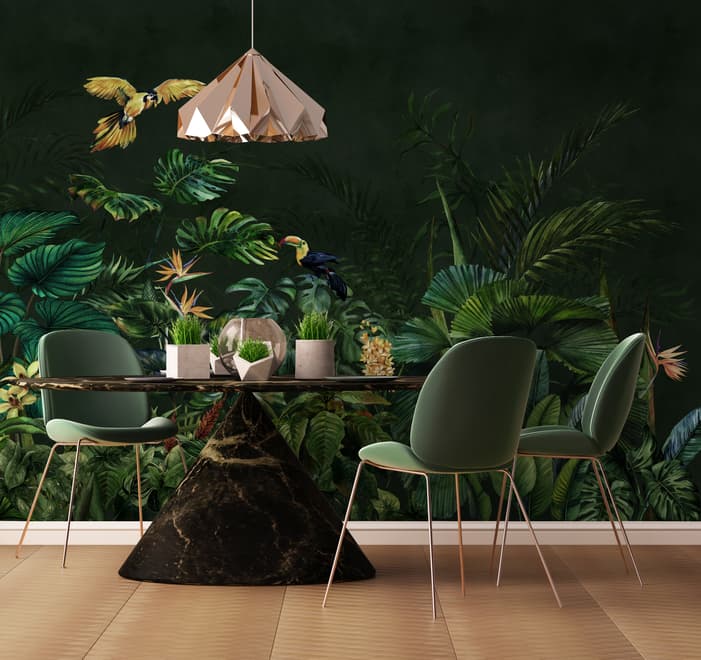 Dark Tropical Plants Wallpaper Mural