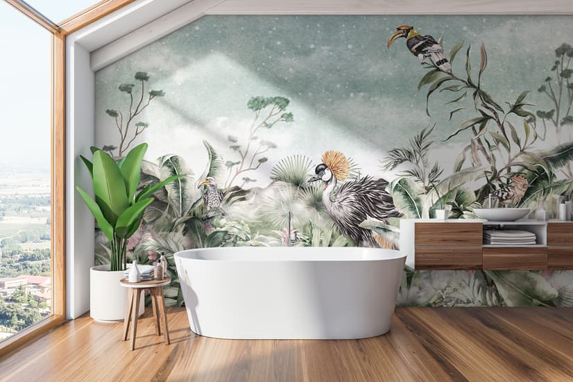 Vintage Historic Paradise Bird Art Wallpaper Mural
