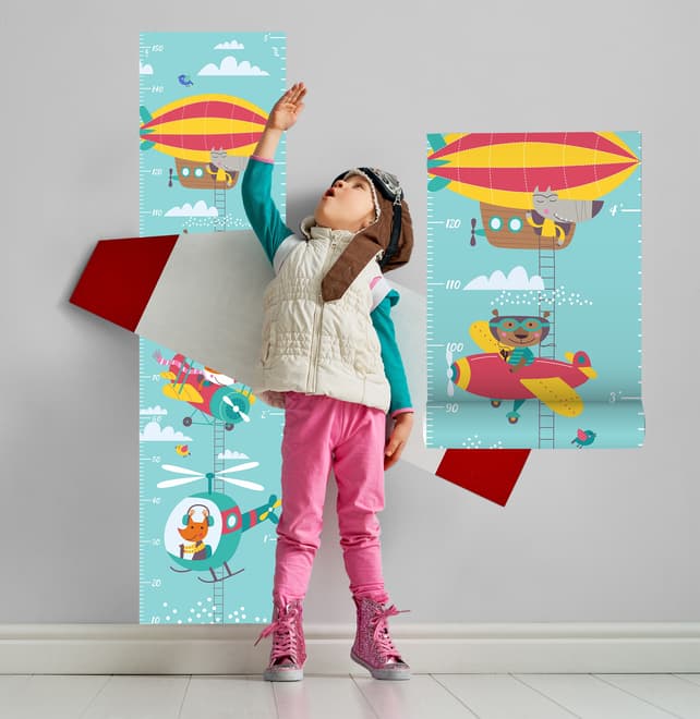 Stickers muraux toise bleue enfants
