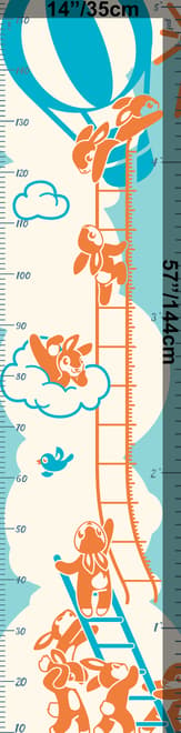 Kinder-Wachstumschart mit Heißluftballon-Wandtattoo
