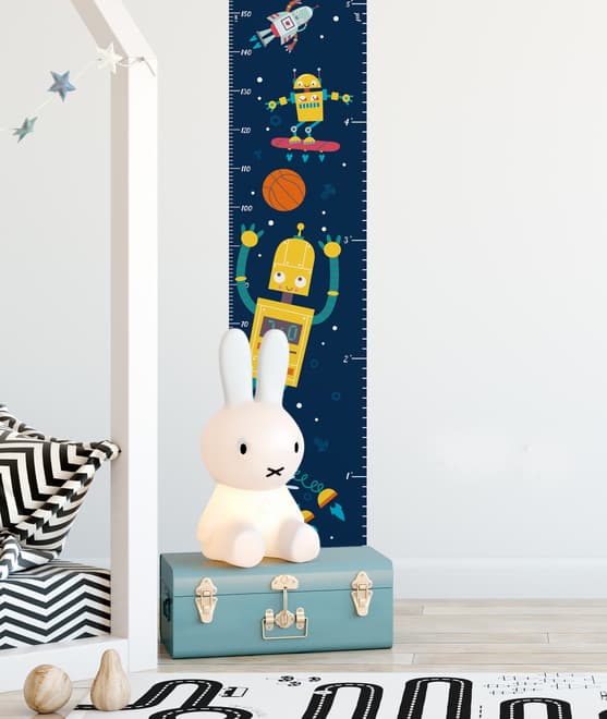 Kids Height Ruler with Robots Wall Decal Sticker