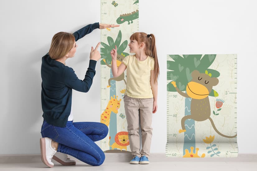 Kinder-Wandtattoo Wachstumstabelle mit Tropischen Tieren