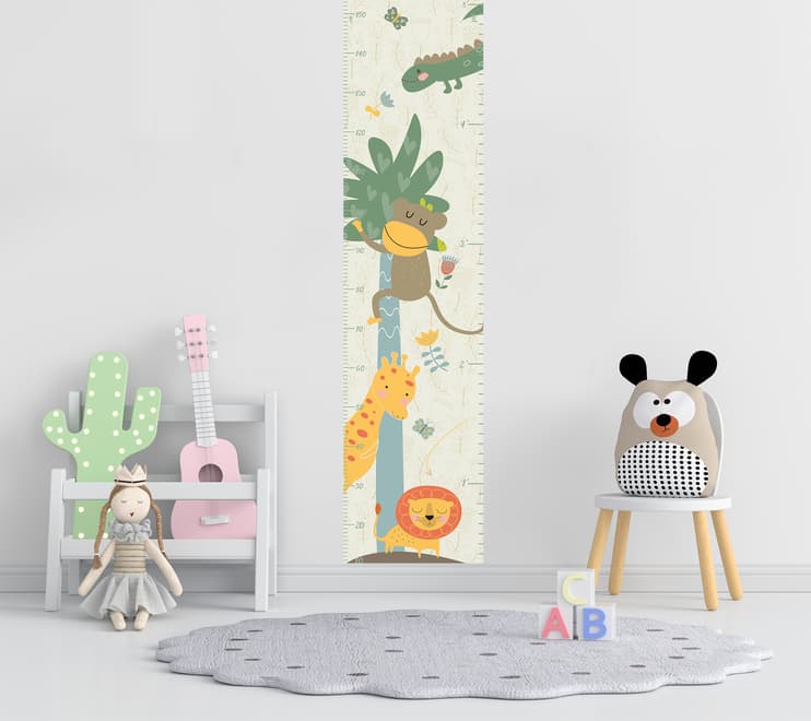 Kinder-Wandtattoo Wachstumstabelle mit Tropischen Tieren