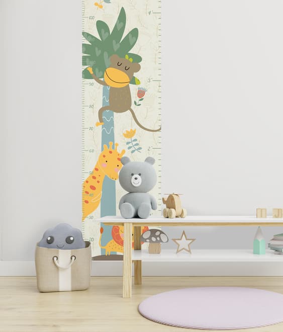 Kinder-Wandtattoo Wachstumstabelle mit Tropischen Tieren