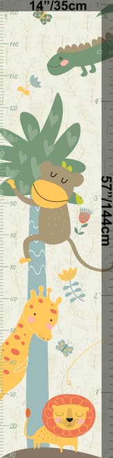 Kinder-Wandtattoo Wachstumstabelle mit Tropischen Tieren