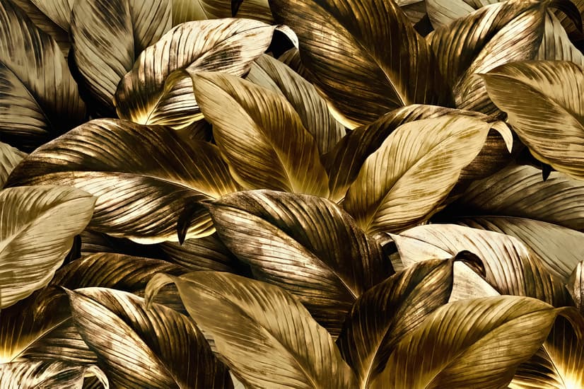 Elegant Golden Dead Leaf Wallpaper Mural