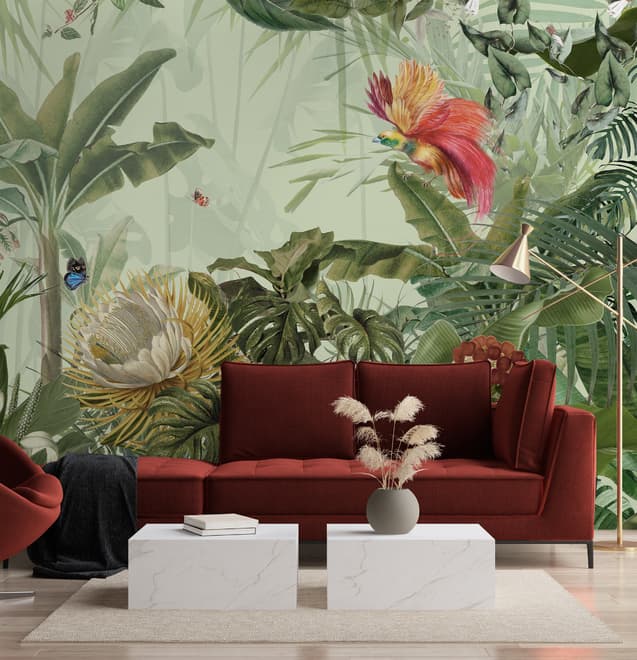 Tropical Jungle Plants Wallpaper Mural