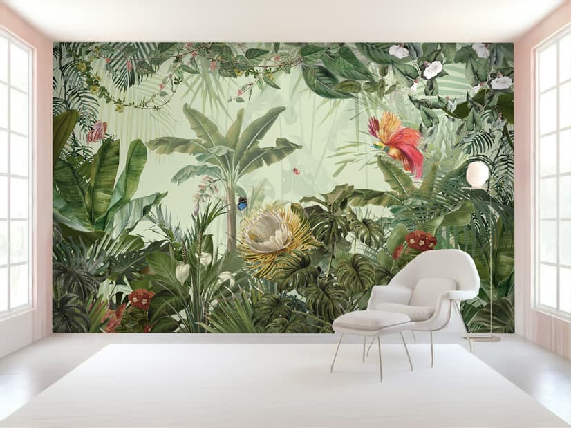 Tropical Jungle Plants Wallpaper Mural