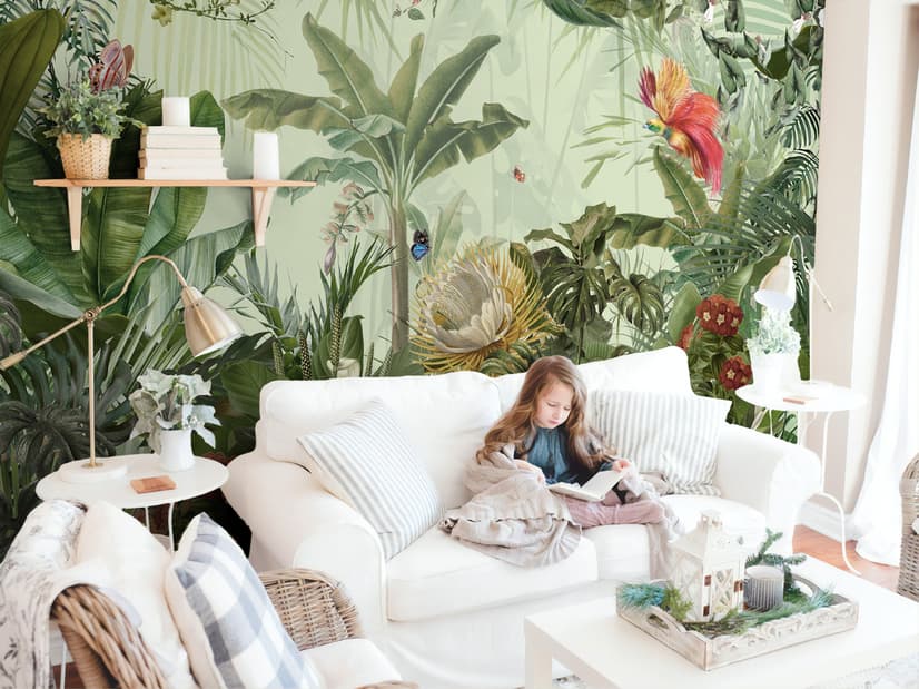 Tropical Jungle Plants Wallpaper Mural