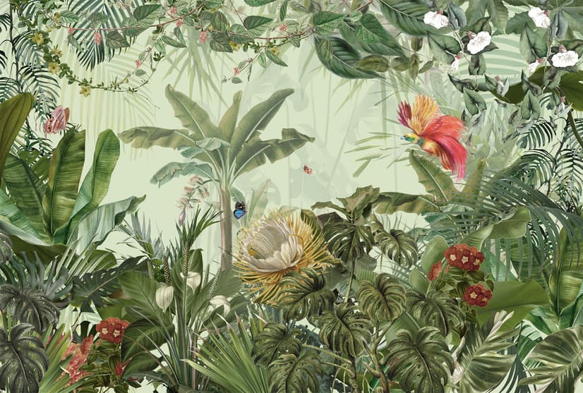 Tropical Jungle Plants Wallpaper Mural
