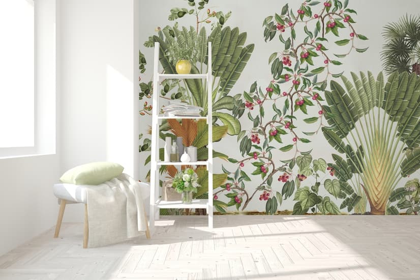 Exotic Leafs with Berries Wallpaper Mural