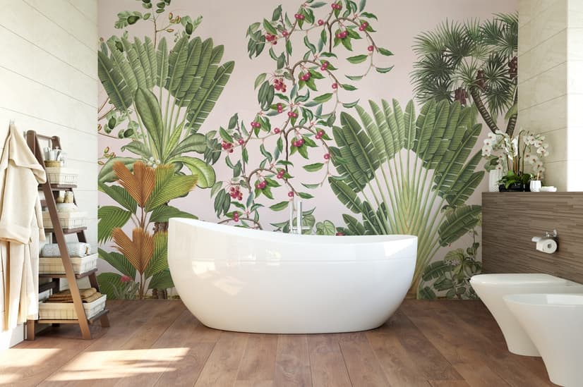 Exotic Leafs with Berries Wallpaper Mural