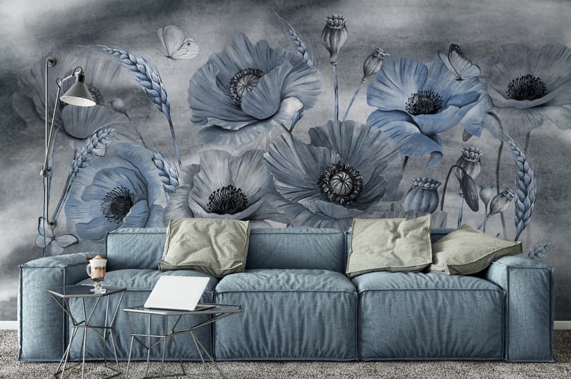 Corn Poppy Flowers Painting Art Wallpaper Mural