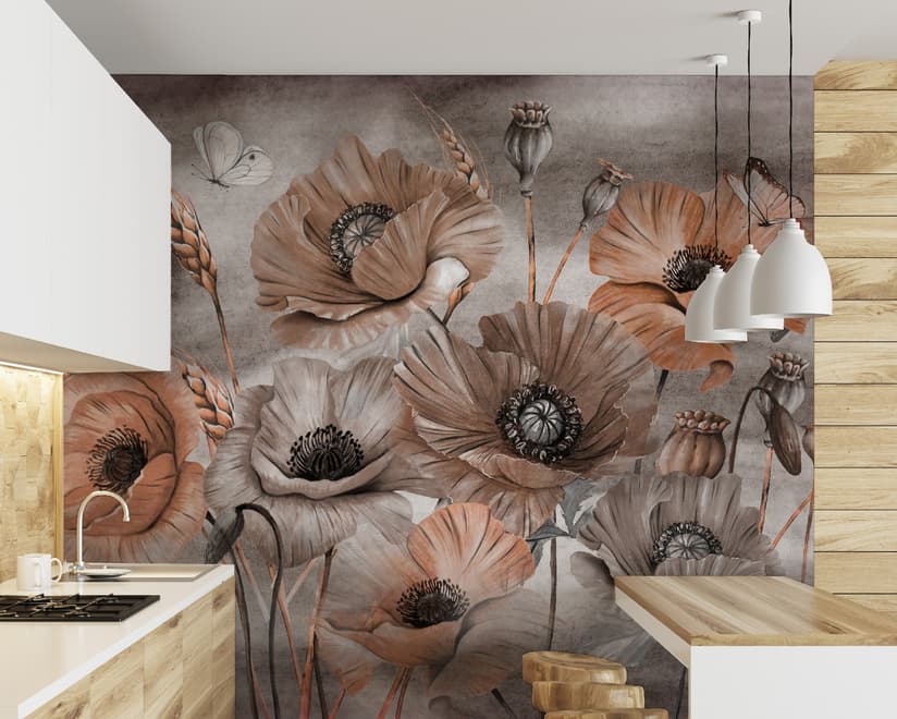 Maïs Coquelicot Fleurs Peinture d'art Papier peint panoramique panoramique