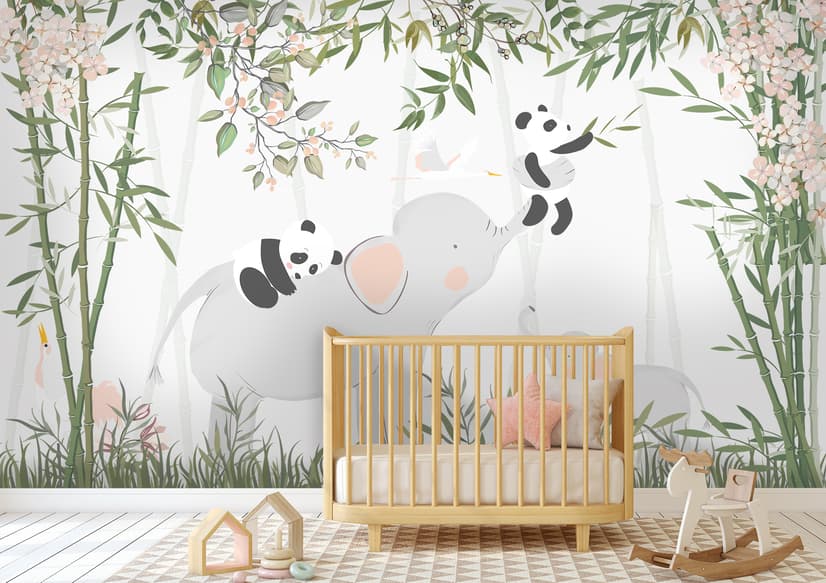 Fototapete Panda Bär auf Elefant