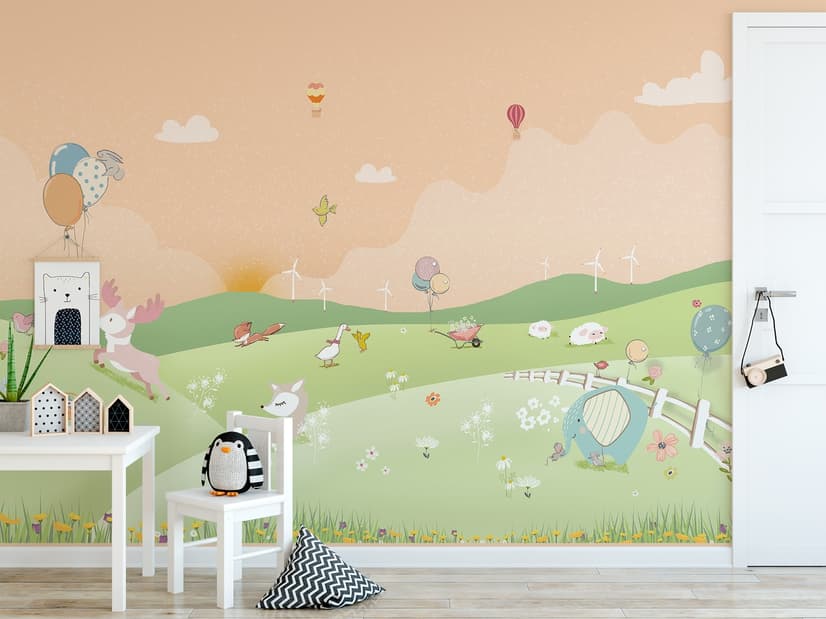 Nursery Cartoon Forest Landscape Wallpaper Mural