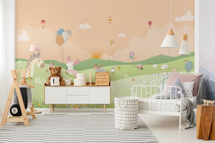 Nursery Cartoon Forest Landscape Wallpaper Mural