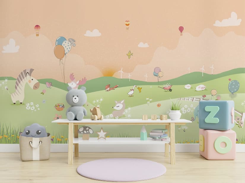 Nursery Cartoon Forest Landscape Wallpaper Mural