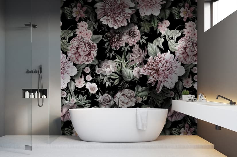 Florals With Green Leafs Wallpaper Mural