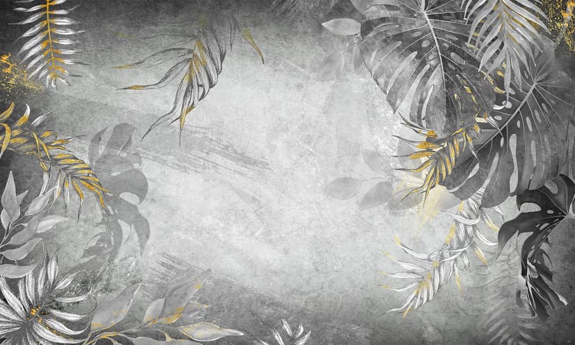 Monochrome Grunge Leaf with Splash Wallpaper Mural