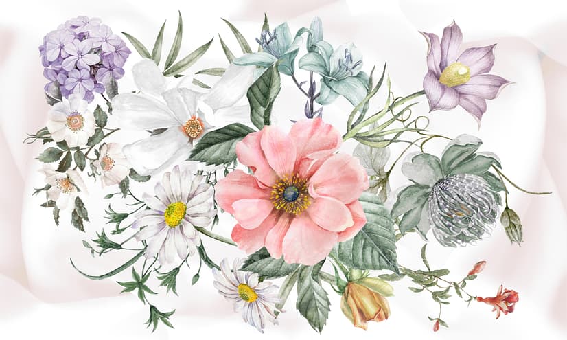 Watercolor Large Floral Bouquet Wallpaper Mural