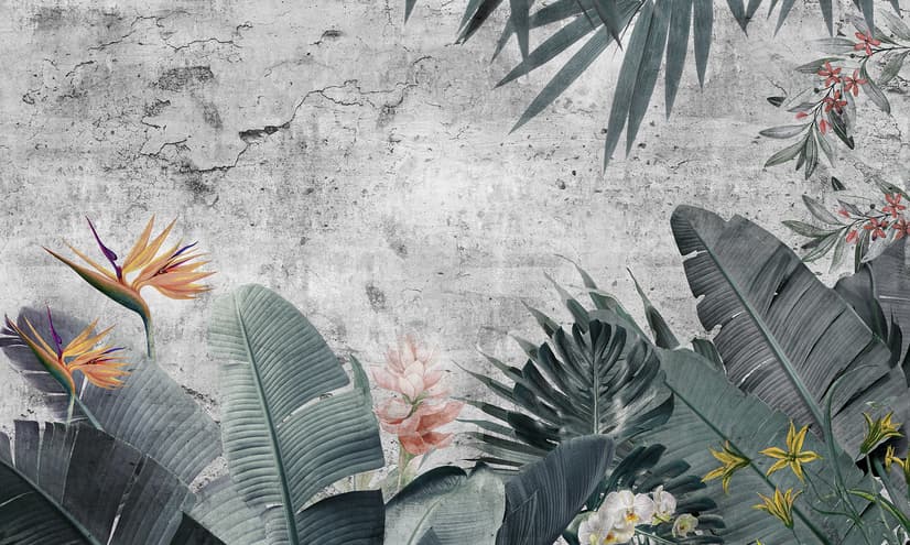 Old Tropical Leaf Wallpaper Mural