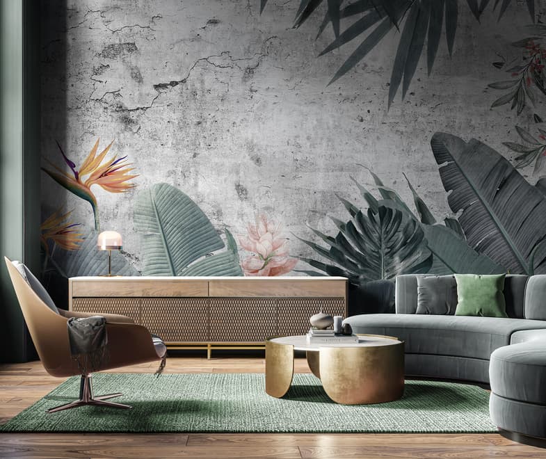 Old Tropical Leaf Wallpaper Mural