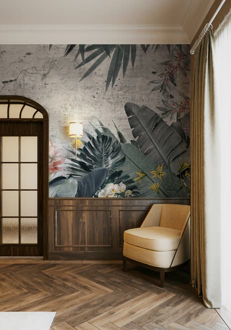 Old Tropical Leaf Wallpaper Mural