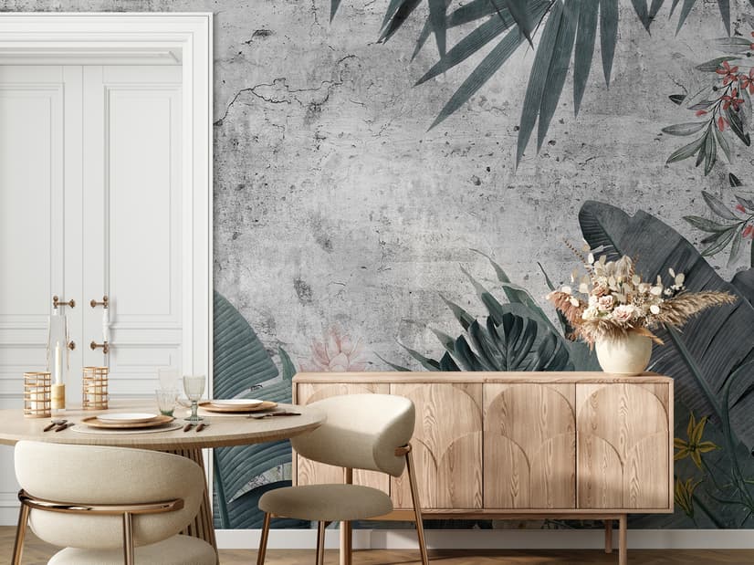 Old Tropical Leaf Wallpaper Mural