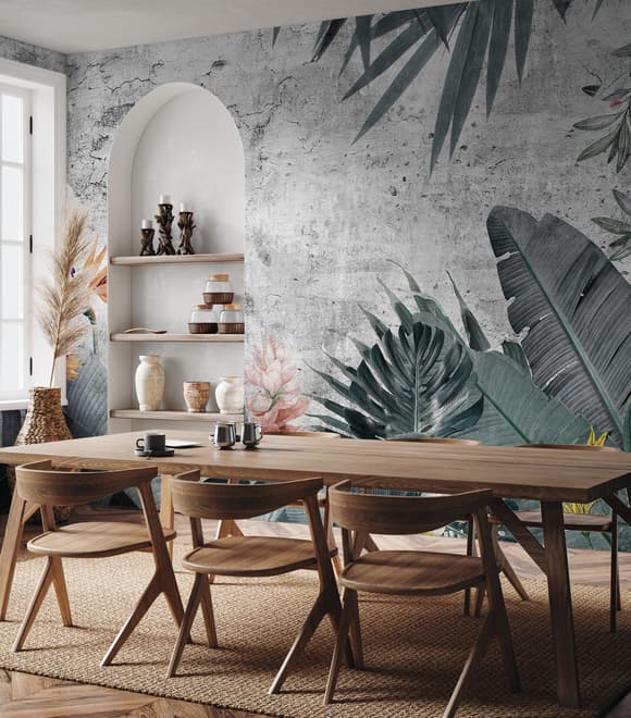 Old Tropical Leaf Wallpaper Mural