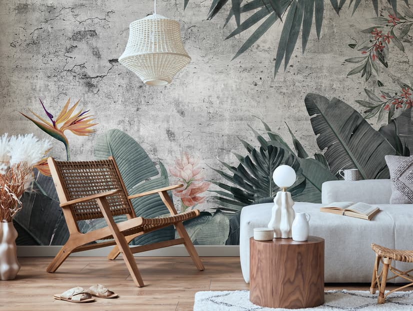 Old Tropical Leaf Wallpaper Mural