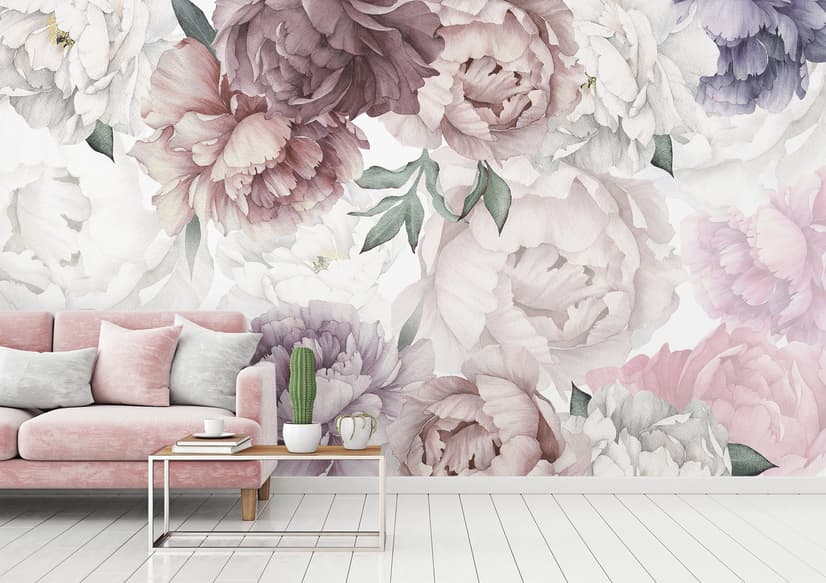 Soft Peony Nursery Floral Wallpaper Mural
