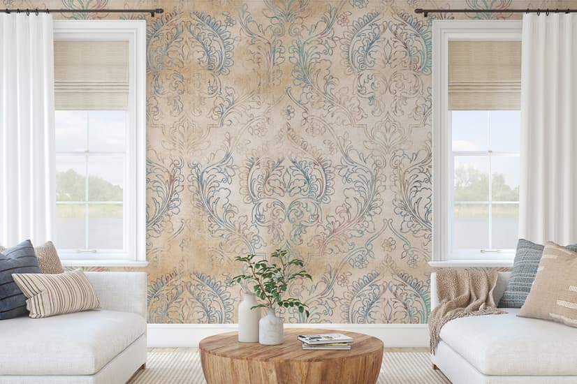 Baroque Style Damask Art Grunge Wallpaper Mural