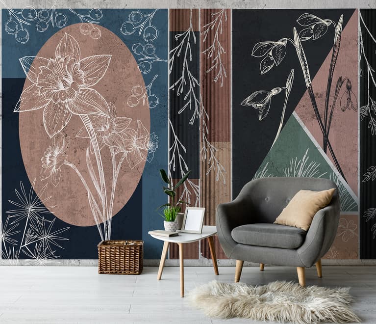Abstract Floral Art Wallpaper Mural