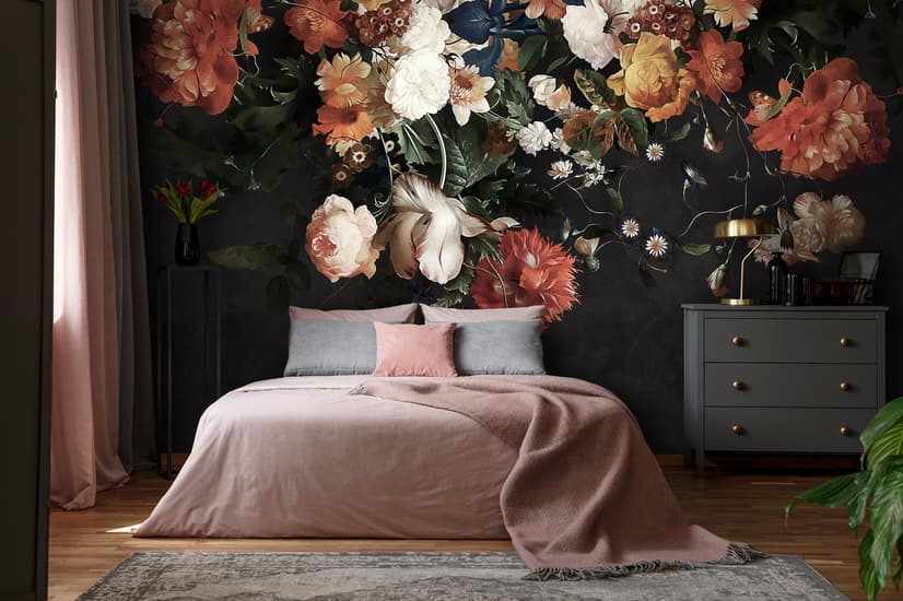 Golden Age Large and Dark Floral Wallpaper Mural