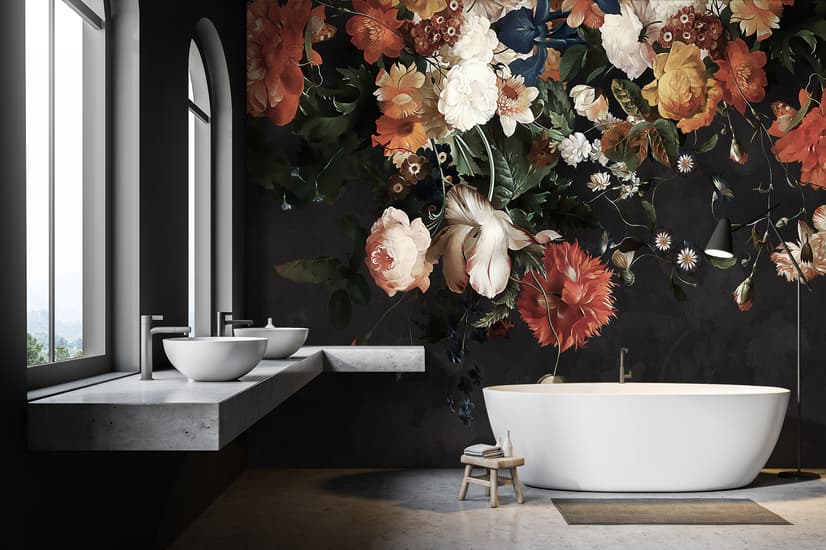 Golden Age Large and Dark Floral Wallpaper Mural