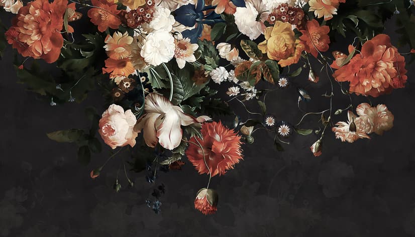 Golden Age Large and Dark Floral Wallpaper Mural